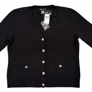 NWT Melissa Paige Women’s V Neck 3/4 Sleeve Cardigan Classic Medium Office